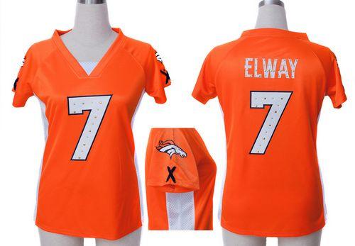 Nike Broncos #7 John Elway Orange Team Color Draft Him Name & Number Top Women's Stitched NFL Elite Jersey