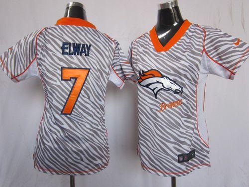 Nike Broncos #7 John Elway Zebra Women's Stitched NFL Elite Jersey