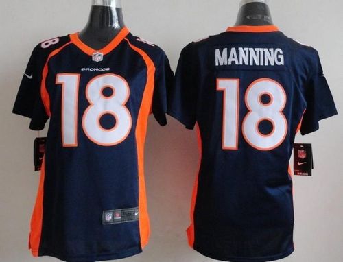 Nike Broncos #18 Peyton Manning Blue Alternate Women's Stitched NFL New Elite Jersey - Click Image to Close