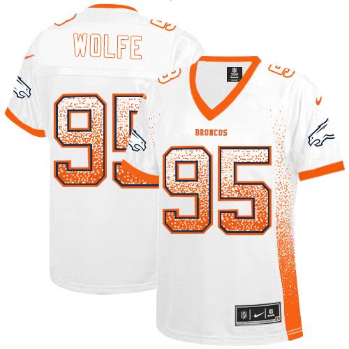 Nike Broncos #95 Derek Wolfe White Women's Stitched NFL Elite Drift Fashion Jersey