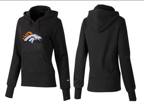 Women's Denver Broncos Logo Pullover Hoodie Black - Click Image to Close