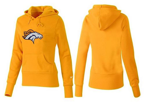 Women's Denver Broncos Logo Pullover Hoodie Yellow - Click Image to Close