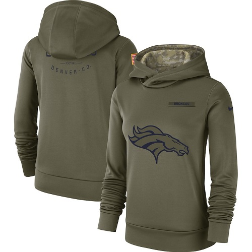 Women's Denver Broncos Nike Olive Salute to Service Sideline Therma Performance Pullover Hoodie