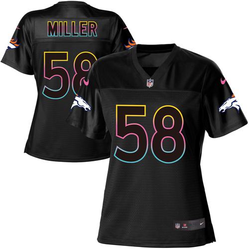 Nike Broncos #58 Von Miller Black Women's NFL Fashion Game Jersey - Click Image to Close