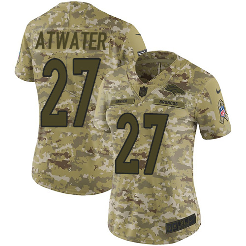 Nike Broncos #27 Steve Atwater Camo Women's Stitched NFL Limited 2018 Salute to Service Jersey