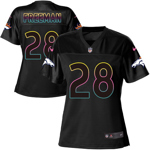 Nike Broncos #28 Royce Freeman Black Women's NFL Fashion Game Jersey - Click Image to Close