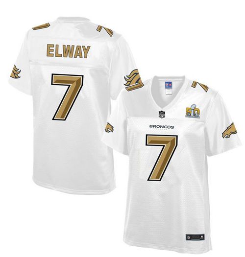 Nike Broncos #7 John Elway White Women's NFL Pro Line Super Bowl 50 Fashion Game Jersey