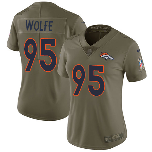 Nike Broncos #95 Derek Wolfe Olive Women's Stitched NFL Limited 2017 Salute to Service Jersey - Click Image to Close