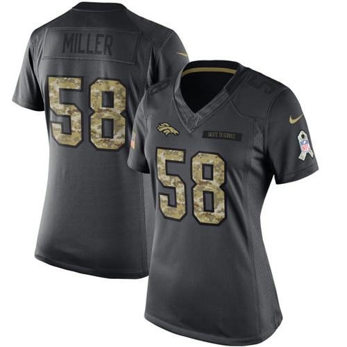 Nike Broncos #58 Von Miller Black Women's Stitched NFL Limited 2016 Salute to Service Jersey - Click Image to Close