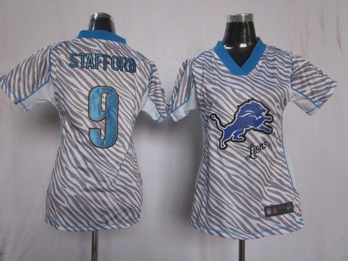 Nike Lions #9 Matthew Stafford Zebra Women's Stitched NFL Elite Jersey