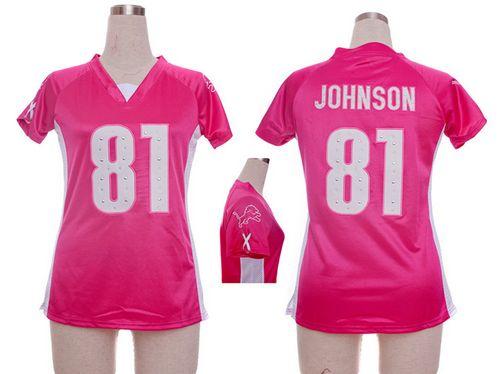 Nike Lions #81 Calvin Johnson Pink Draft Him Name & Number Top Women's Stitched NFL Elite Jersey