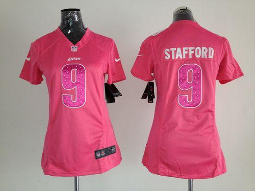 Nike Lions #9 Matthew Stafford Pink Sweetheart Women's Stitched NFL Elite Jersey