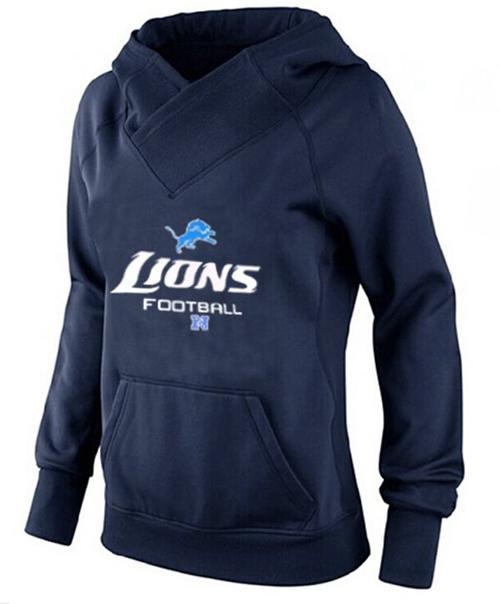 Women's Detroit Lions Big & Tall Critical Victory Pullover Hoodie Navy Blue