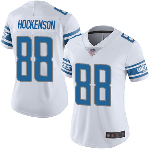 Lions #88 T.J. Hockenson White Women's Stitched Football Vapor Untouchable Limited Jersey