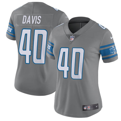 Nike Lions #40 Jarrad Davis Gray Women's Stitched NFL Limited Rush Jersey