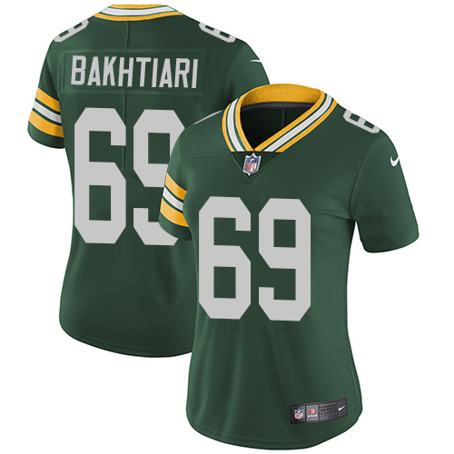 Nike Packers #69 David Bakhtiari Green Team Color Women's Stitched NFL Vapor Untouchable Limited Jersey