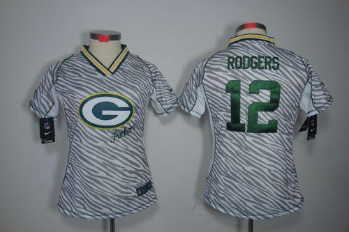 Nike Packers #12 Aaron Rodgers Zebra Women's Stitched NFL Elite Jersey