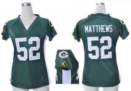 Nike Packers #52 Clay Matthews Green Team Color Draft Him Name & Number Top Women's Stitched NFL Elite Jersey