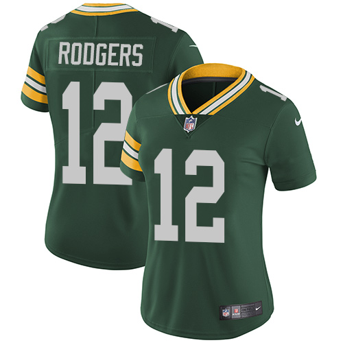 Nike Packers #12 Aaron Rodgers Green Team Color Women's Stitched NFL Vapor Untouchable Limited Jersey