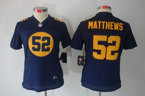 Nike Packers #52 Clay Matthews Navy Blue Alternate Women's Stitched NFL Limited Jersey