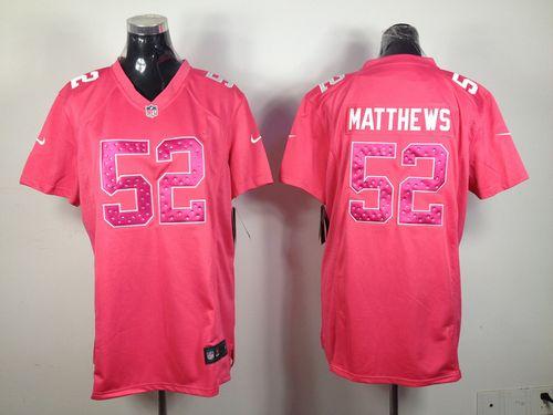 Nike Packers #52 Clay Matthews Pink Sweetheart Women's Stitched NFL Elite Jersey