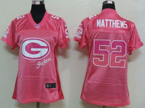 Nike Packers #52 Clay Matthews Pink Women's Fem Fan NFL Game Jersey