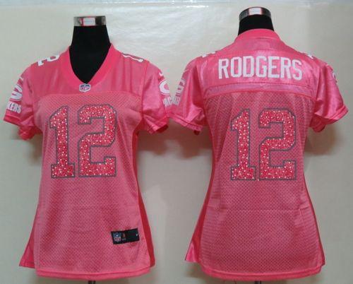 Nike Packers #12 Aaron Rodgers Pink Sweetheart Women's NFL Game Jersey