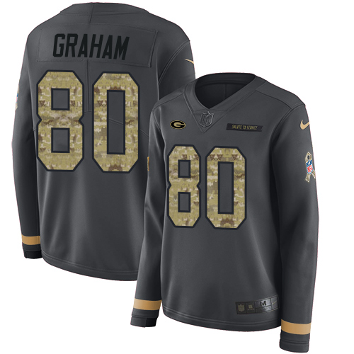 Nike Packers #80 Jimmy Graham Anthracite Salute to Service Women's Stitched NFL Limited Therma Long Sleeve Jersey