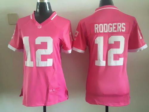 Nike Packers #12 Aaron Rodgers Pink Women's Stitched NFL Elite Bubble Gum Jersey