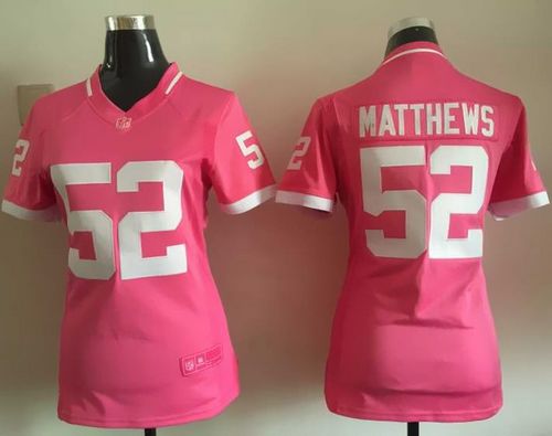 Nike Packers #52 Clay Matthews Pink Women's Stitched NFL Elite Bubble Gum Jersey