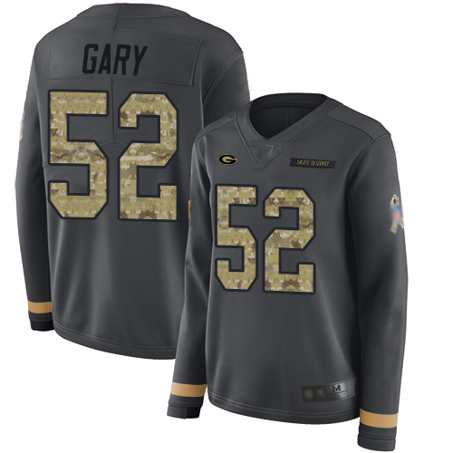 Packers #52 Rashan Gary Anthracite Salute to Service Women's Stitched Football Limited Therma Long Sleeve Jersey - Click Image to Close