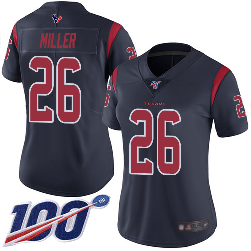 Texans #26 Lamar Miller Navy Blue Women's Stitched Football Limited Rush 100th Season Jersey