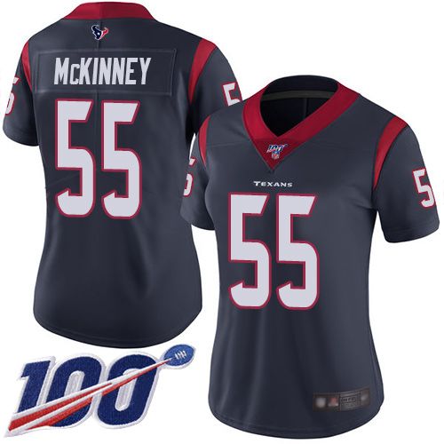 Texans #55 Benardrick McKinney Navy Blue Team Color Women's Stitched Football 100th Season Vapor Limited Jersey