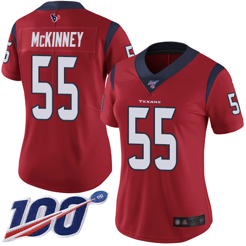 Texans #55 Benardrick McKinney Red Alternate Women's Stitched Football 100th Season Vapor Limited Jersey