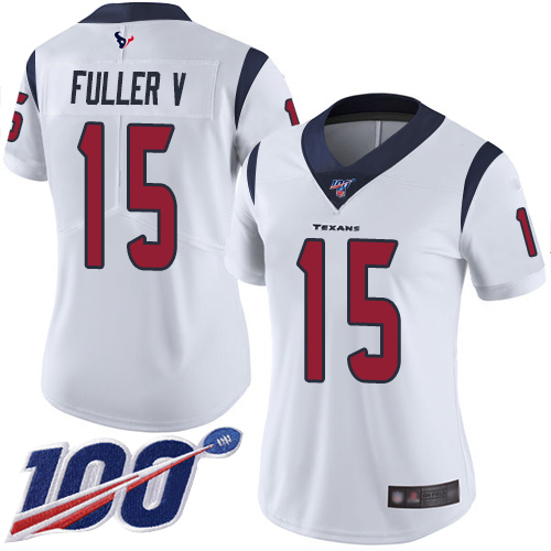 Texans #15 Will Fuller V White Women's Stitched Football 100th Season Vapor Limited Jersey