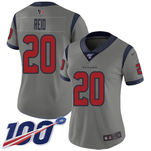 Texans #20 Justin Reid Gray Women's Stitched Football Limited Inverted Legend 100th Season Jersey