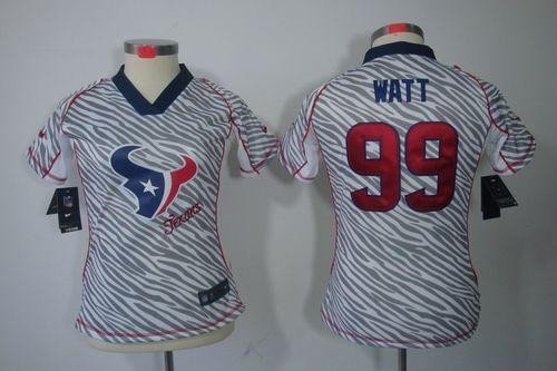 Nike Texans #99 J.J. Watt Zebra Women's Stitched NFL Elite Jersey