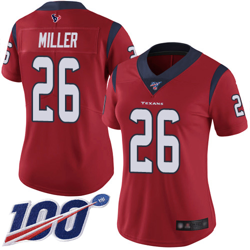 Texans #26 Lamar Miller Red Alternate Women's Stitched Football 100th Season Vapor Limited Jersey