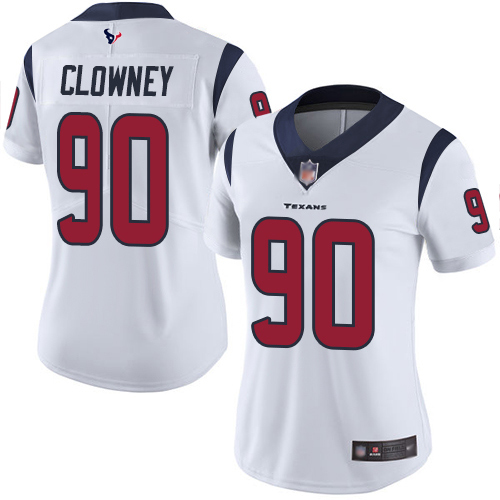 Texans #90 Jadeveon Clowney White Women's Stitched Football Vapor Untouchable Limited Jersey - Click Image to Close