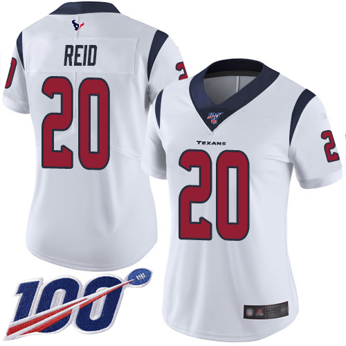 Texans #20 Justin Reid White Women's Stitched Football 100th Season Vapor Limited Jersey