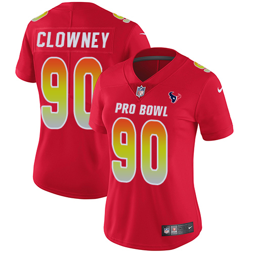 Nike Texans #90 Jadeveon Clowney Red Women's Stitched NFL Limited AFC 2018 Pro Bowl Jersey - Click Image to Close