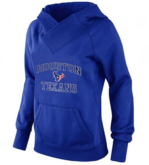 Women's Houston Texans Heart & Soul Pullover Hoodie Blue - Click Image to Close