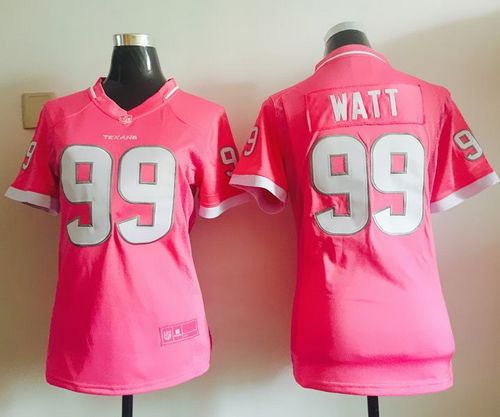 Nike Texans #99 J.J. Watt Pink Women's Stitched NFL Elite Bubble Gum Jersey