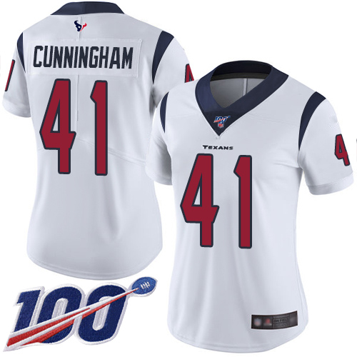 Texans #41 Zach Cunningham White Women's Stitched Football 100th Season Vapor Limited Jersey