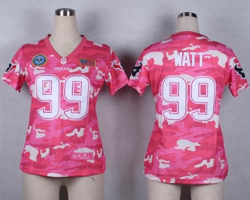 Nike Texans #99 J.J. Watt Pink Women's Stitched NFL Elite Camo Fashion Jersey