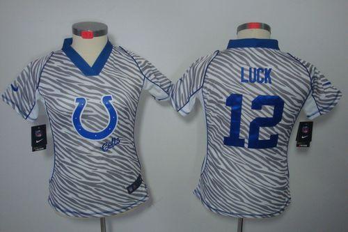 Nike Colts #12 Andrew Luck Zebra Women's Stitched NFL Elite Jersey