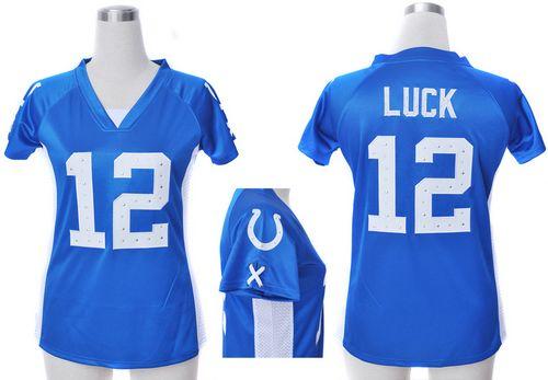 Nike Colts #12 Andrew Luck Royal Blue Team Color Draft Him Name & Number Top Women's Stitched NFL Elite Jersey