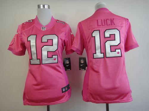 Nike Colts #12 Andrew Luck Pink Women's Be Luv'd Stitched NFL Elite Jersey