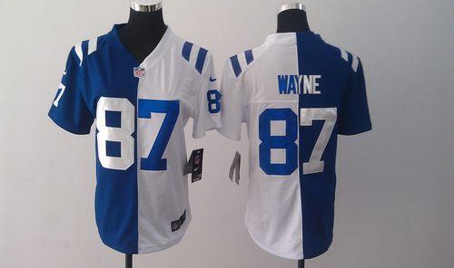 Nike Colts #87 Reggie Wayne Royal Blue/White Women's Stitched NFL Elite Split Jersey