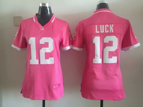 Nike Colts #12 Andrew Luck Pink Women's Stitched NFL Elite Bubble Gum Jersey